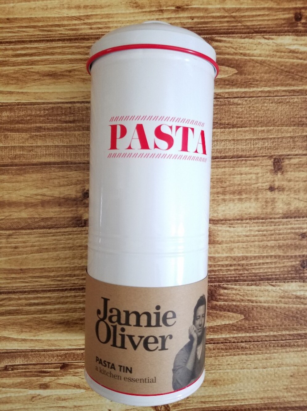 Jamie Oliver Pasta Tin White/Red Container Metal NWT